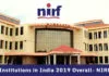 Top 100 Institutions in India 2019 Overall- NIRF Ranking