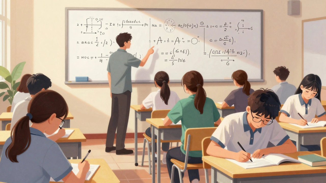 Students taking mock test in JEE coaching center with mentor guidance