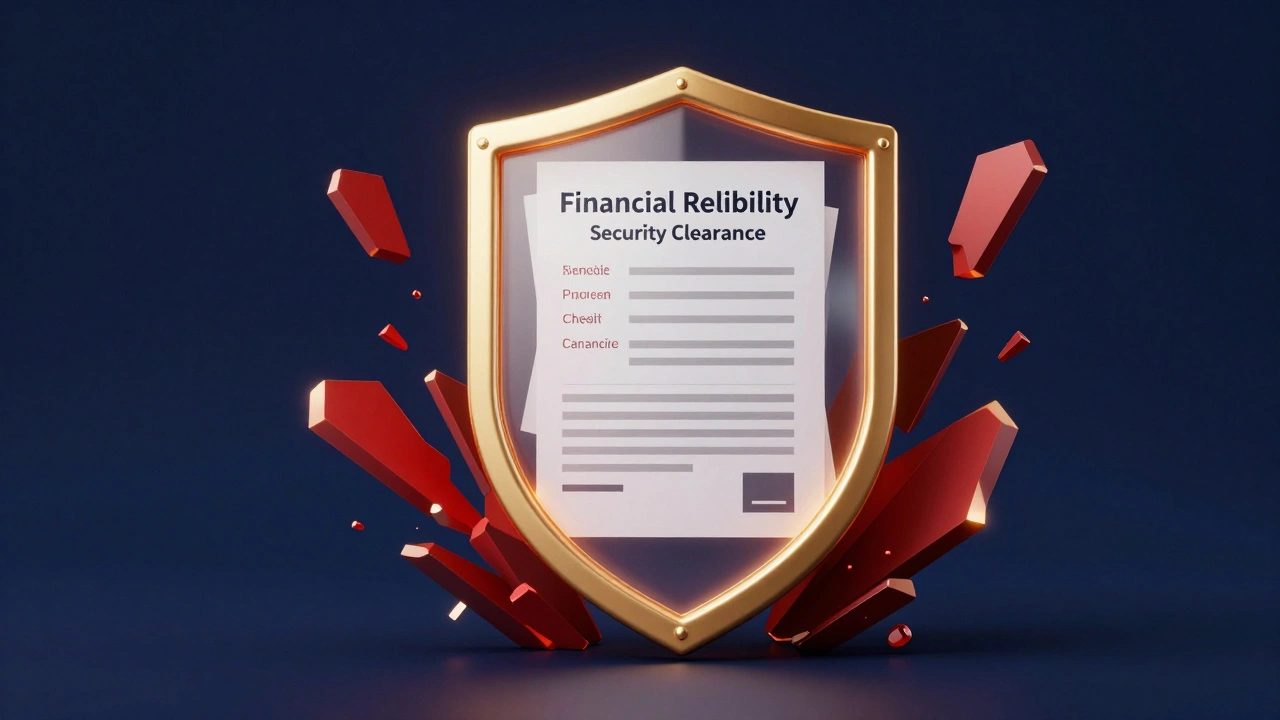 A glowing golden shield protecting financial documents from red shards of debt.