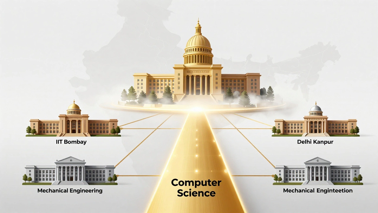 Illustration showing different difficulty levels for IIT branches