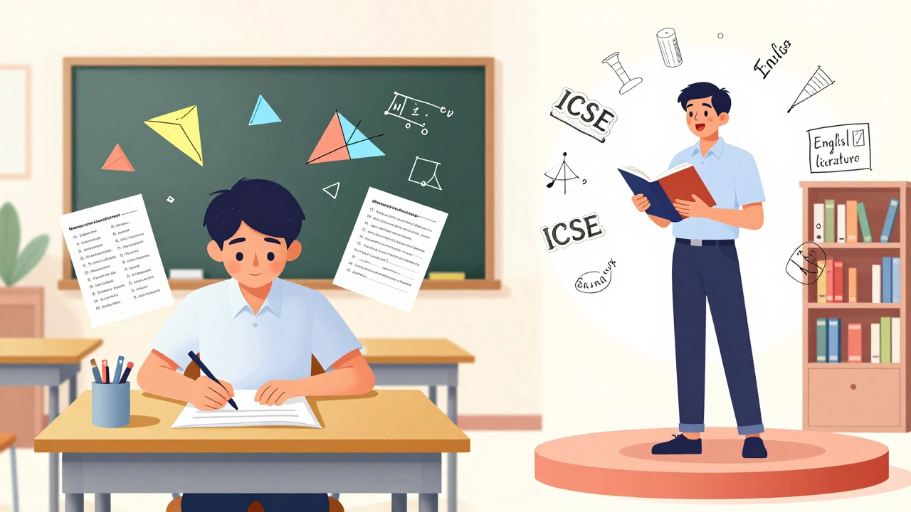 Split view of science-focused vs literature-focused students