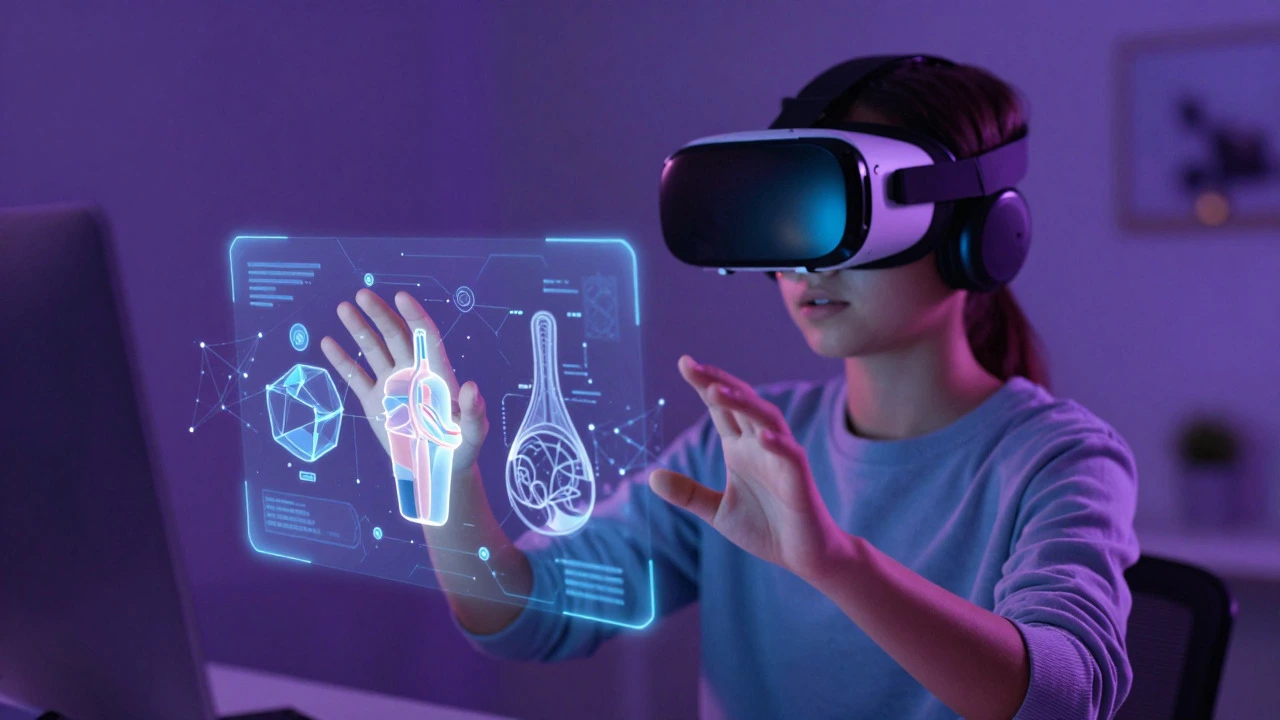 Student using VR headset for immersive virtual lab experiments